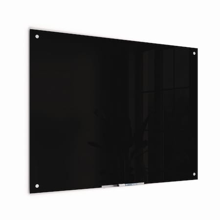 U Brands Black Glass Dry Erase Board, 48" x 36" (Actual Size: 47" x 35"), Black Surface 171U0001